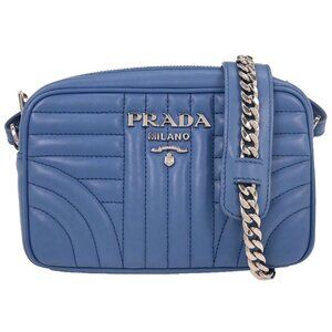Prada Blue Leather Diagramme Chain Shoulder Bag 103 155277